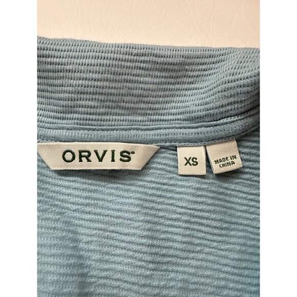 Orvis Organic Cotton Waffle Knit Pullover XS Blue Long Sleeve Top (bin GG156) - Picture 7 of 8